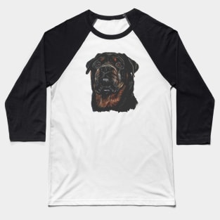 Rottweiler Head Artistic Pet Portrait Cut Out Baseball T-Shirt